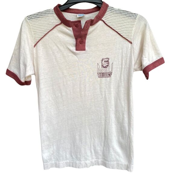 Vtg 70s T-Shirt Size Medium M Champion MSU BULLDOGS Athletic Retro Sport - Picture 1 of 12